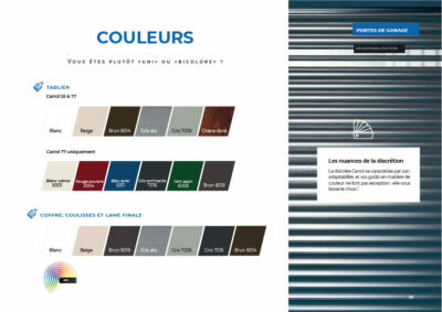 Nuancier pour tablier de porte de garage