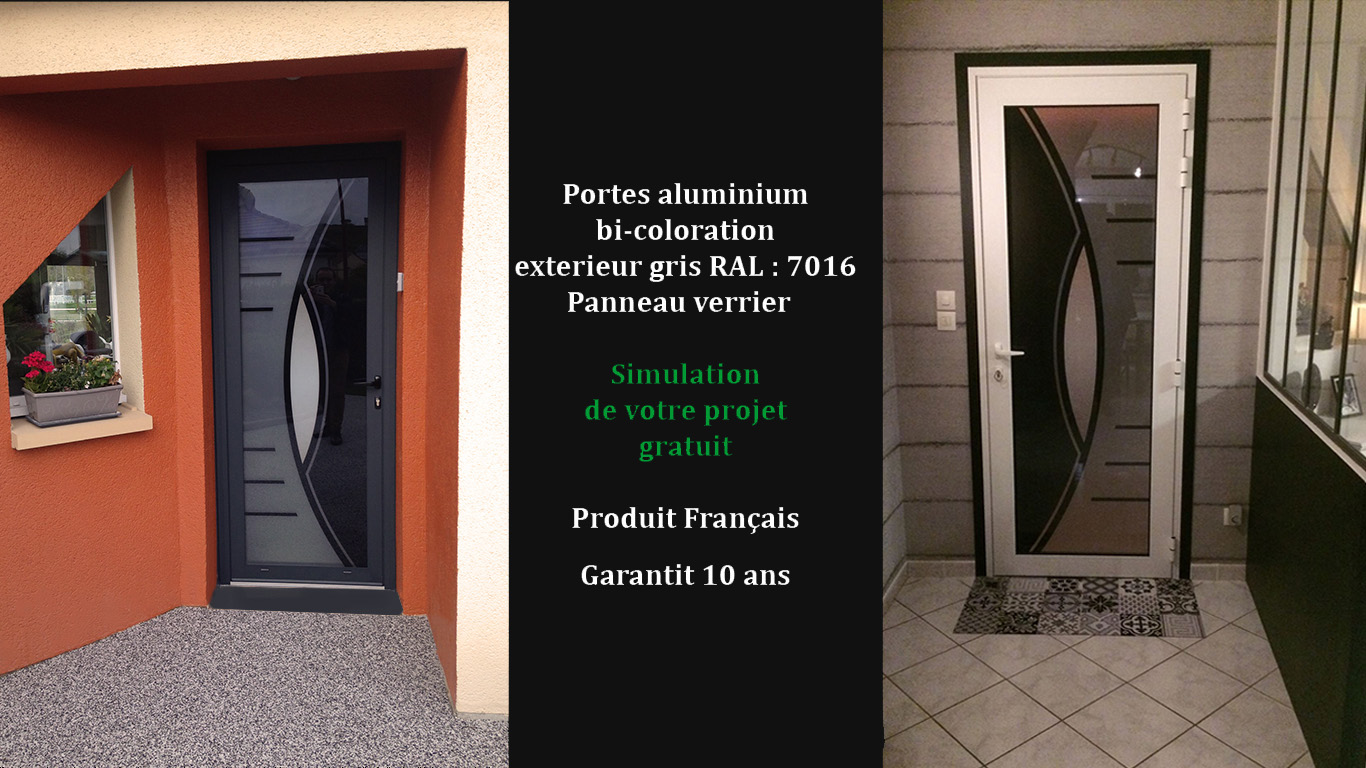 porte vu interieur et exterieur couleur gris Ral
